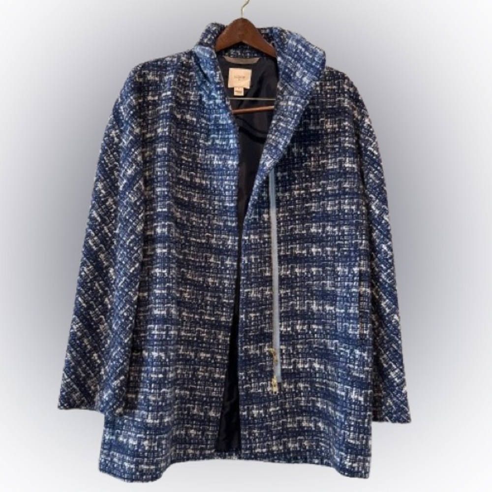 J. Crew Blue and White Tweed Cape